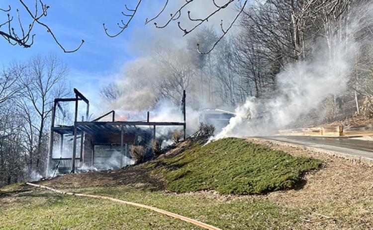 A home on Starlight Drive in Sautee Nacoochee burned to the ground Wednesday, Feb. 22, in spite of valiant effort from White County Fire Services. (Photo/submitted)