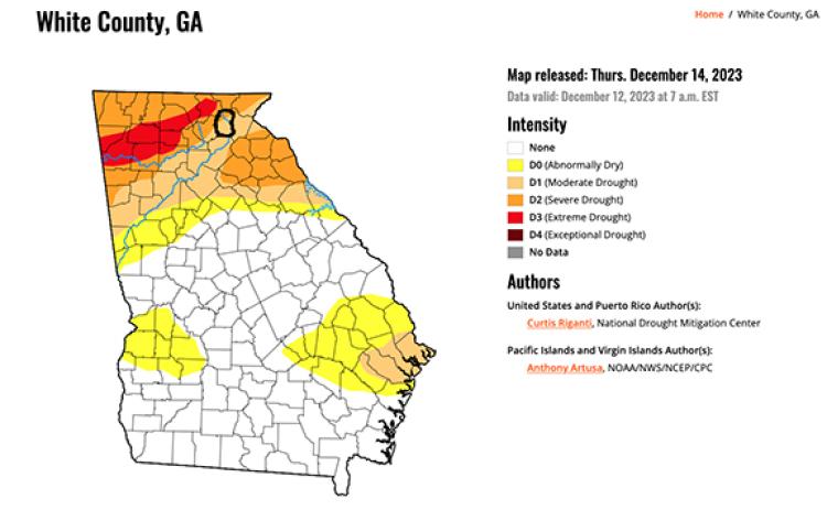 The most current drought map of Georgia developed by the National Drought Mitigation Story. (Graphic/submitted)