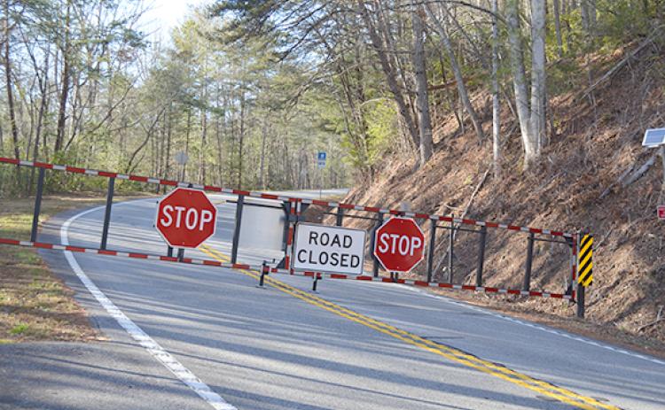 Gates block the entrance of the Richard Russell Scenic Highway Tuesday afternoon. (Photo/Samantha Sinclair)