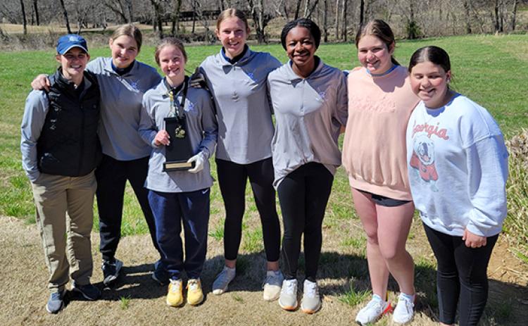 Members of the girl's golf team are, from left, coach Courtney Attaway, Lily Ellis, Annabelle Head, Addy Harris, Maggie Allen, Anley Kennedy and McKinley Holland. (Photos/Submitted)