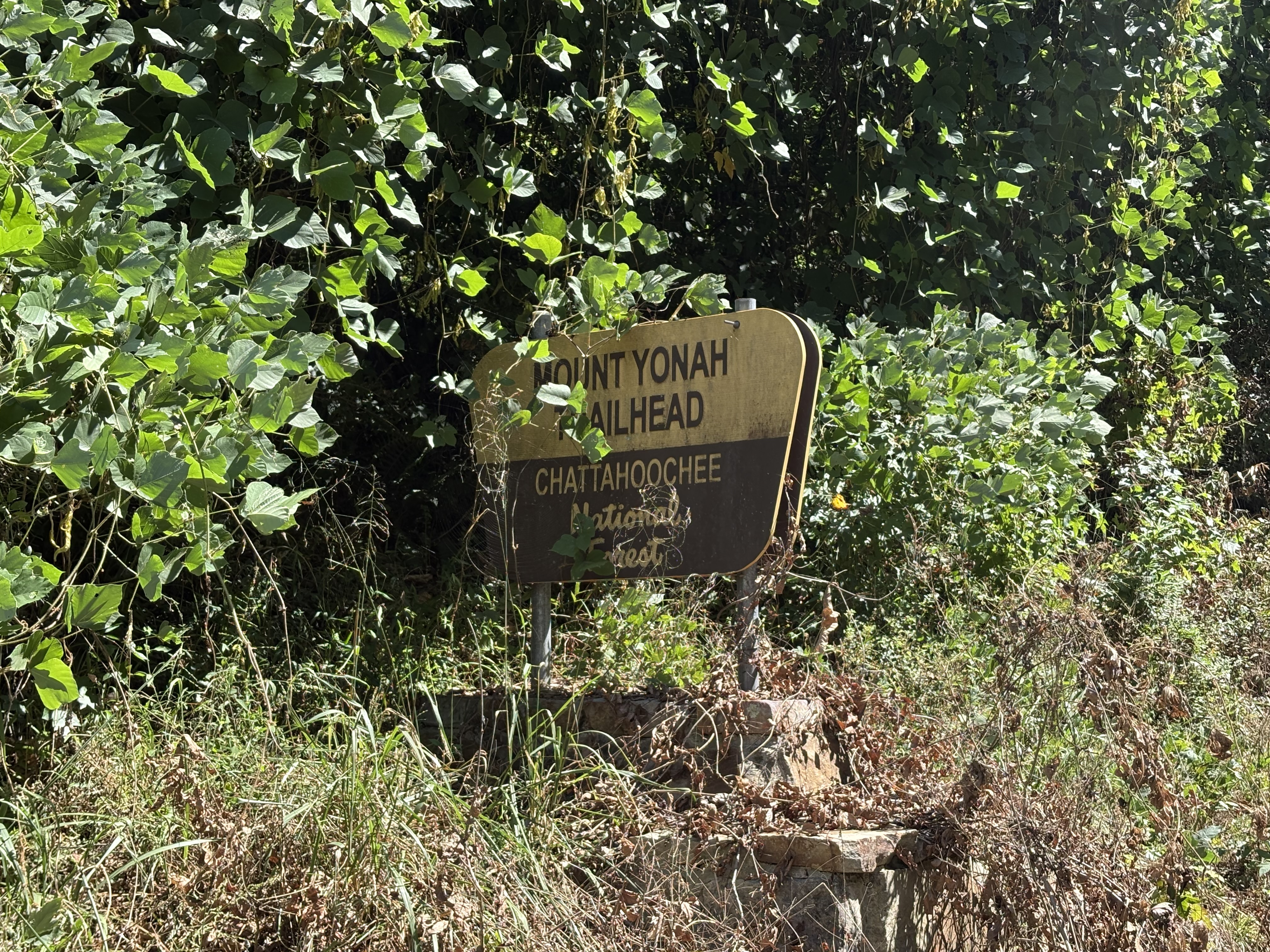 This sign is at the entrance road to the trailhead on Mt. Yonah. CARLY HENDERSON/WCN