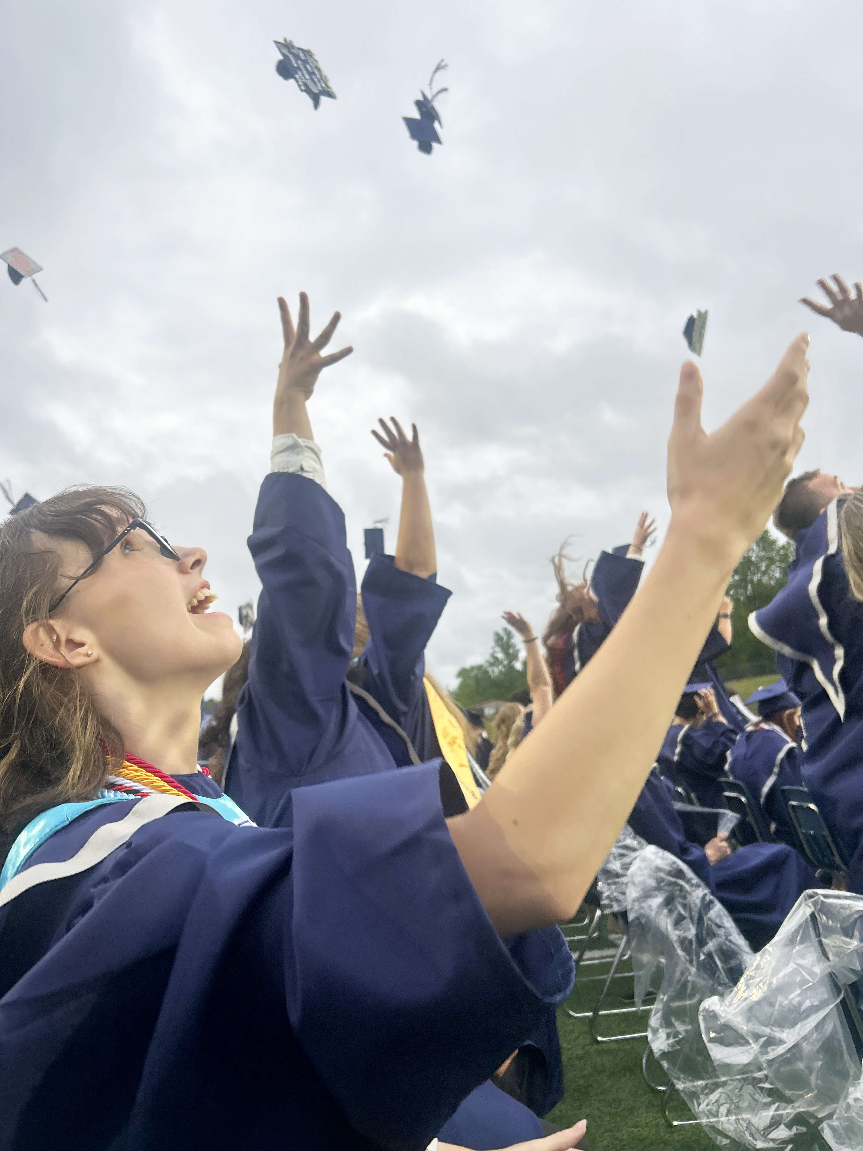 Wren Dennis, who graduated from White County High School this past May, throws her cap in the air. SUBMITTED PHOTO