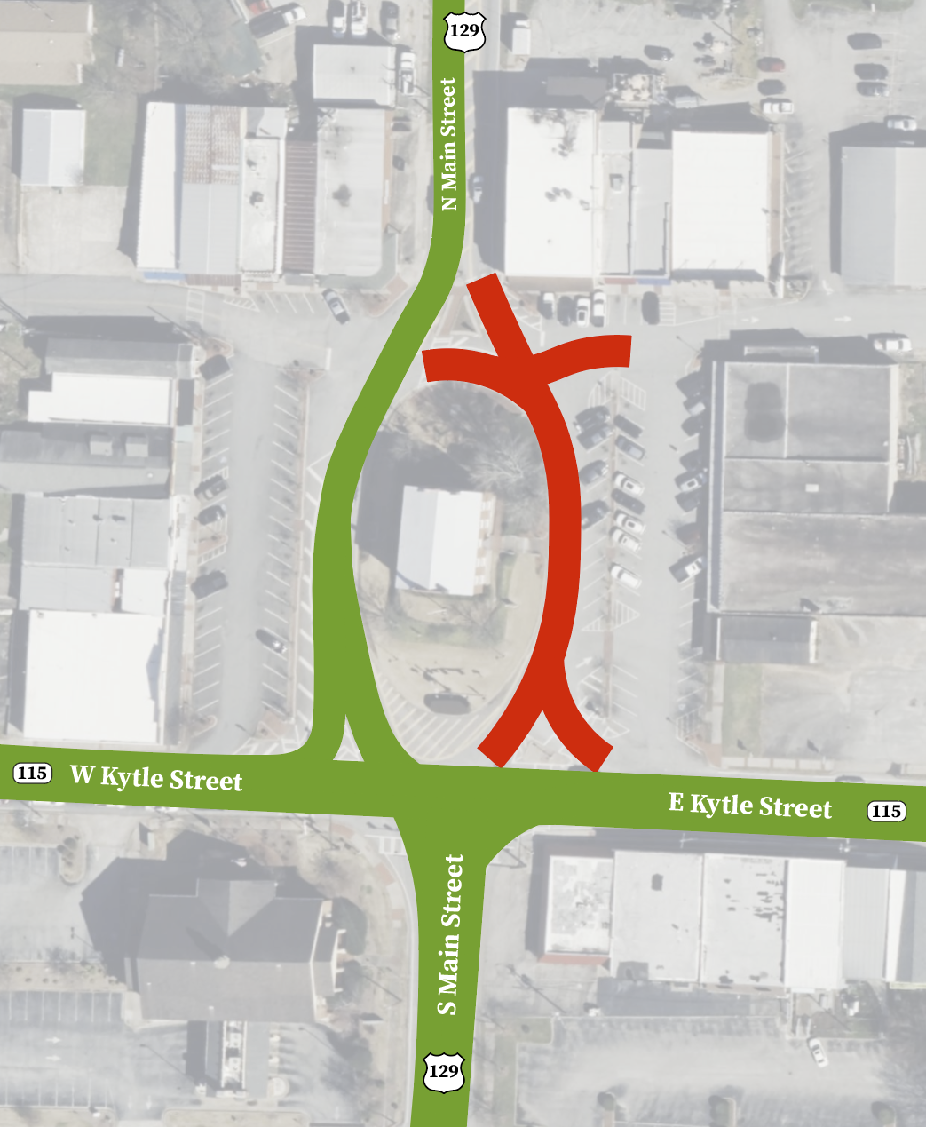 This graphic shows where the road will be closed around the Historic Courthouse from 10 p.m. Sept. 28 through 5 a.m. Sept. 29. SUBMITTED IMAGE