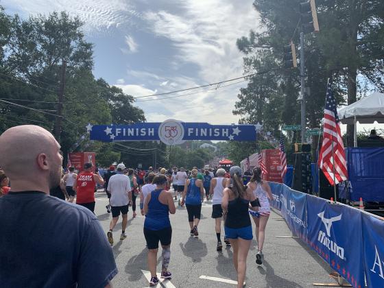 Crawford about to cross the finish line.
