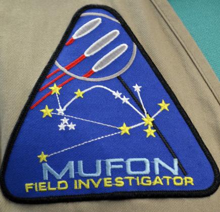 A MUFON patch worn by Scott Cantrell. (Photo/Stephanie Hill)