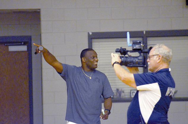 Tesnatee Gap Elementary School Principal Dr. Octavious Mulligan helped motivate teachers at the pep rally on Monday.
