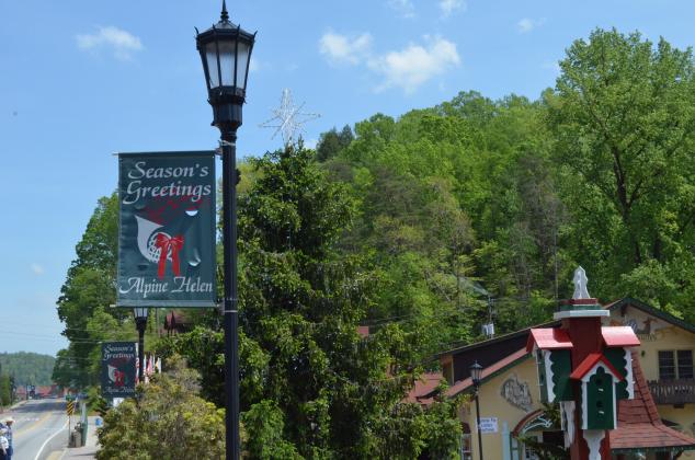 Christmas decorations went back up in downtown Helen at the end of April and beginning of May of this year. (Photo/Stephanie Hill_