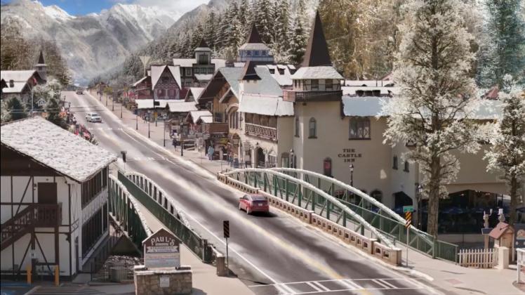 This screen image of downtown Helen can be seen in the trailer.