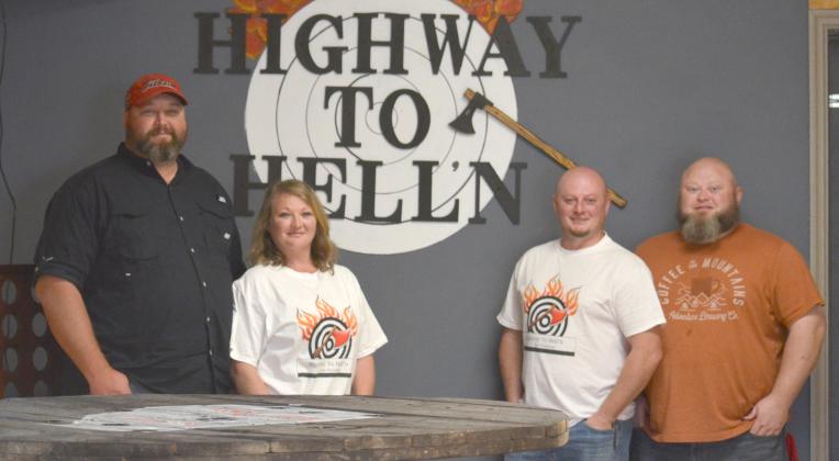 Shown from left are Highway to Hell’n owners Brian and Natasha Garmon and brothers Jeff Burkhalter and Jason Burkhalter.