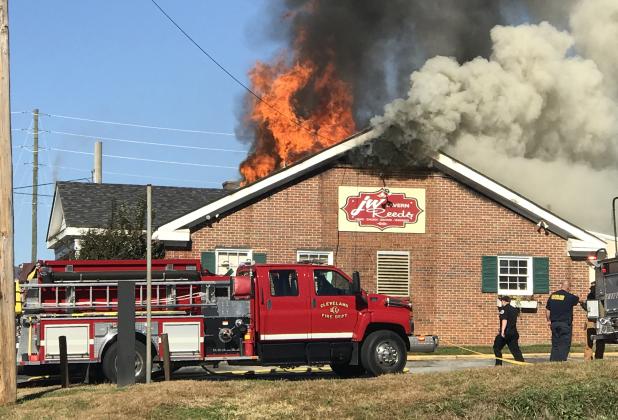 Flames could be seen coming out of the roof of J.W. Reed's Tavern in Cleveland. (Photo/Stephanie Hill)
