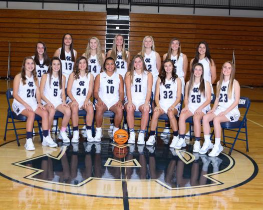 Members of the White County Lady Warriors basketball team are, front from left, Chandler Weaver, Camyrn McAfee, Makenna Moose, Dasha Cannon, Maddie Futch, Kinsey Dockery, Chesnee Freeman, and Madison Adams; back row, Rachel Harris, Naomi Roberts, Naomi Crumley, Rachel Lovell, Bentley Cronic, Ellie Gearing, and Caitlyn Gailey. Not shown is Clair Beckman. (Photo/Staci Sulhoff)