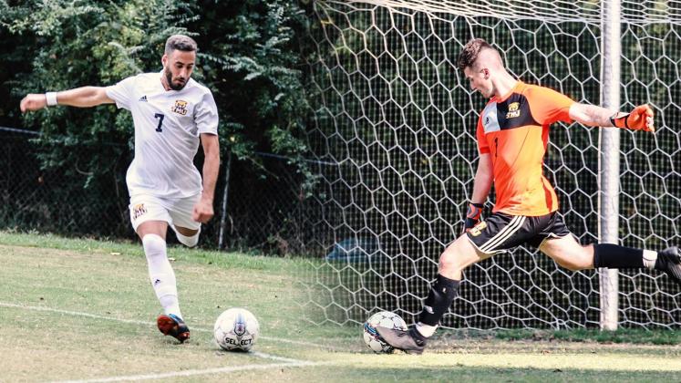 Javier Rodriguez, left, and Evan Gaffney both earned All-Conference honors this season. (Photo/TMU Athletics)