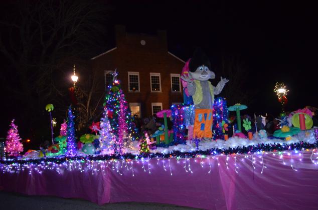 This Trolls float was just one of many that were featured in the Cleveland Christmas parade. Photos from the parade are in this week's issue of the White County News. (Photo/Stephanie Hill)