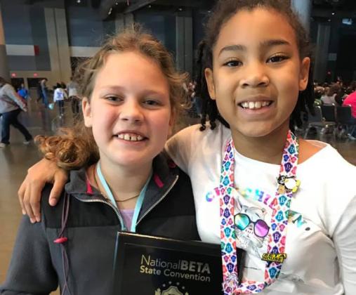 Nyomi Clayton and Jovie Montgomery, came in first place in the apparel design competition.