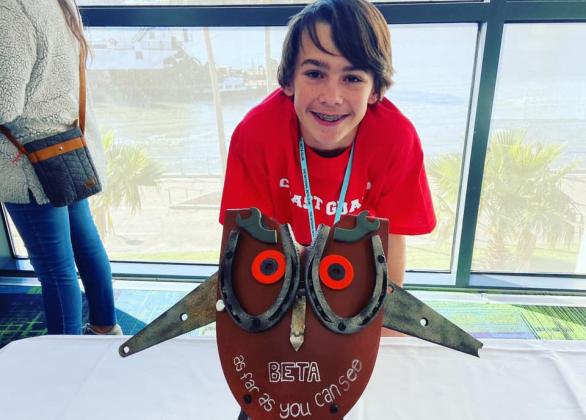 Trevor Butler took fourth place in the recyclable art competition.
