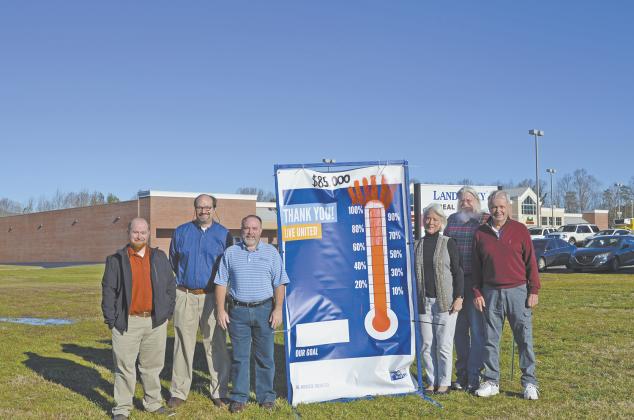 Community generosity helped the United Way of White County reach its 2020 fundraising goal of $85,000, which will be allocated to local organizations serving White County residents. Some of the United Way of White County board members shown at a fundraising goal banner are, from left, Wayne Hardy, Carl Free, Donald Harris, Mary Isbell, Paul Scott Abbot and Gene White.
