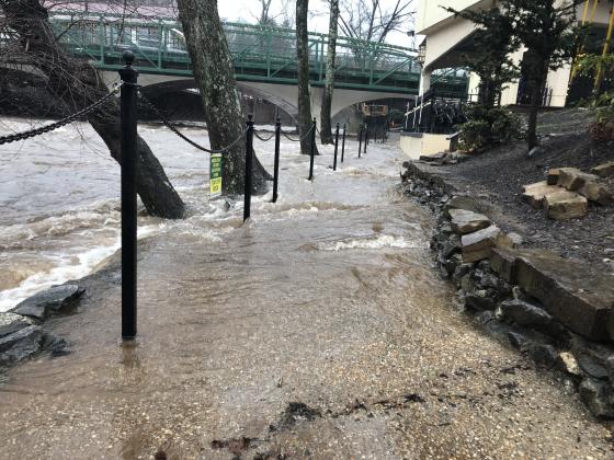 Over two days, Helen had the river flood over its banks before being blanketed with snow. (Photo/Stephanie Hill)