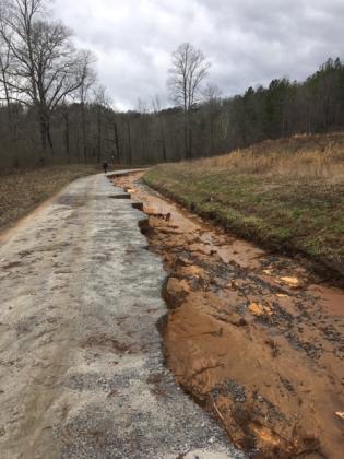 Sandy Flatts Road was damaged on Thursday, Feb. 6. (Photo courtesy White County Public Safety)
