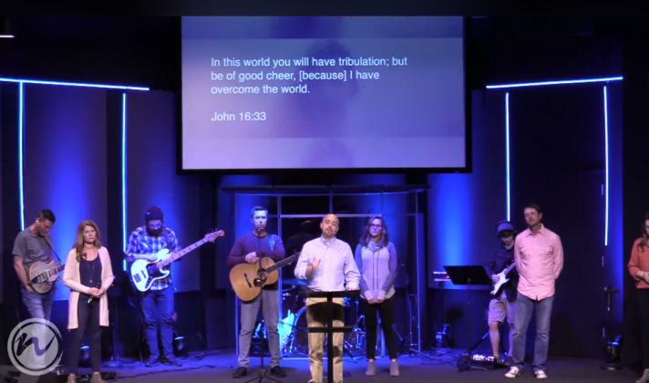Livestreaming services has been a staple for the Cleveland Worship Center, but Senior Pastor Marc Turner (middle) says viewership has spiked as people stay home due to the COVID-19 virus. (Clip from CWC Facebook)