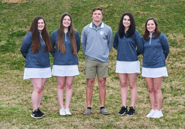 Senior members of the golf team are, from left, Kenzie Benson, Ansley Talafous, Toby Turner, Sarah Berry, and Rachel Brock. Not shown is Grace Jones. (Photo/Staci Sulhoff)