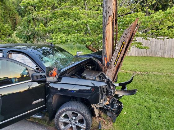 A single vehicle accident on Monday evening resulted in two juveniles being transported to the hospital. (Submitted photo)