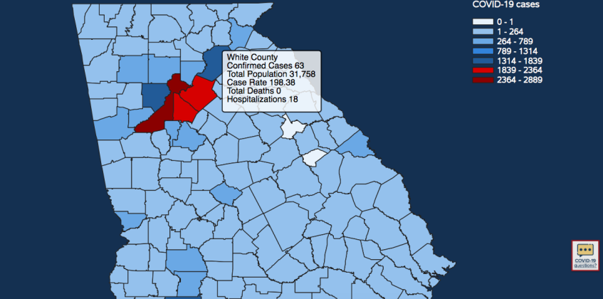There have been 63 total confirmed COVID-19 cases in White County since the start of the pandemic, according to the 6:30 p.m. update on Friday, May 1. (Image from Department of Public Health website)