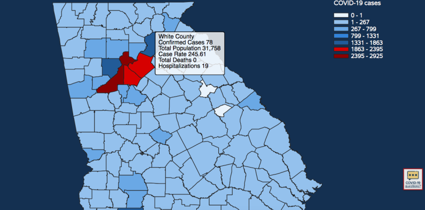 There have been 78 total confirmed COVID-19 cases in White County since the start of the pandemic, according to the 6:30 p.m. update on Saturday, May 2. (Image from Department of Public Health website)