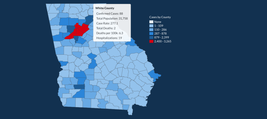 There have been 88 total confirmed COVID-19 cases in White County since the start of the pandemic, according to the 1 p.m. update on Friday, May 15, on the Georgia Department of Public Health's website. (Image from DPH website)