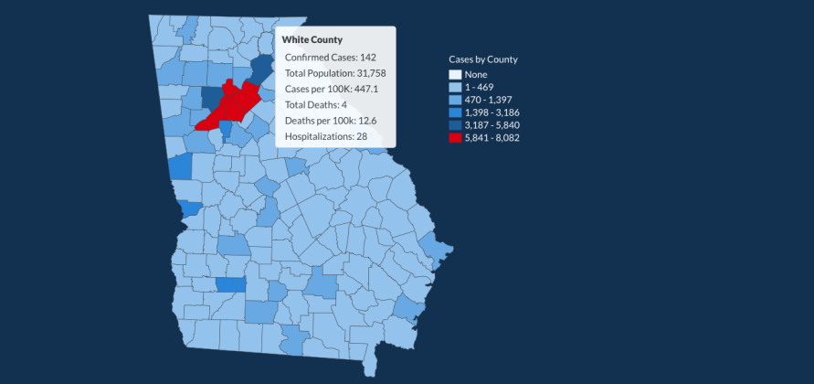 There have been 142 total confirmed COVID-19 cases in White County since the start of the pandemic, according to the update on Tuesday, June 30, on the Georgia Department of Public Health's website. (Image from DPH website)