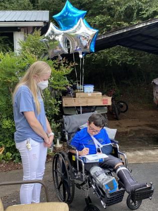 Trevor Thompson is shown with his teacher, Jessi Biddy, who reached out to Make-A-Wish Georgia three years ago. (Submitted photo)