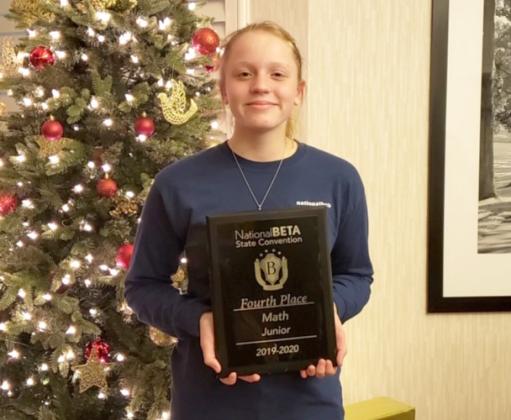 Brynn Howe with her state award. (Submitted photo)