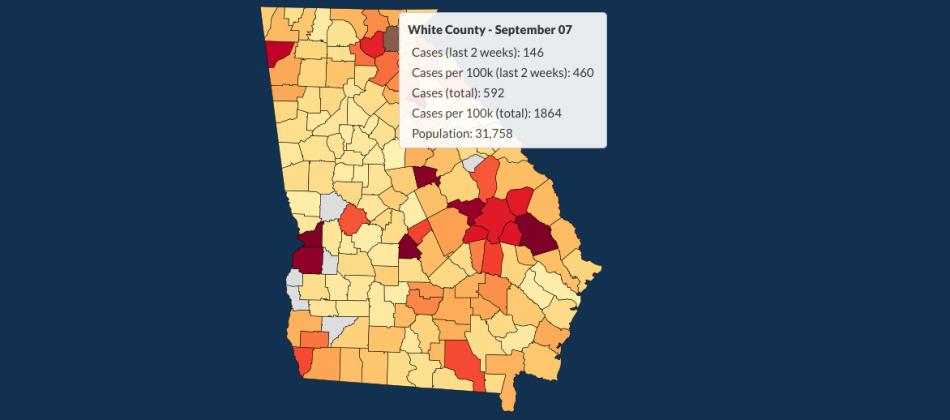 There have been 592 total confirmed COVID-19 cases in White County since the start of the pandemic, according to the update  on Monday, Sept. 7, on the Georgia Department of Public Health's website.