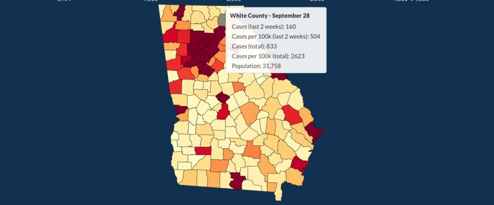 There have been 833 total confirmed COVID-19 cases in White County since the start of the pandemic, according to the update  on Monday, Sept. 28, on the Georgia Department of Public Health's website. 