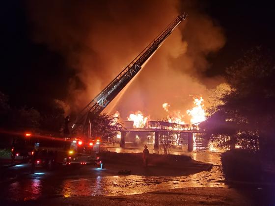 Authorities are looking into the cause of the early morning fire at North Georgia Hardwoods on Thursday, Oct. 22. (Submitted by Cleveland Fire Department)