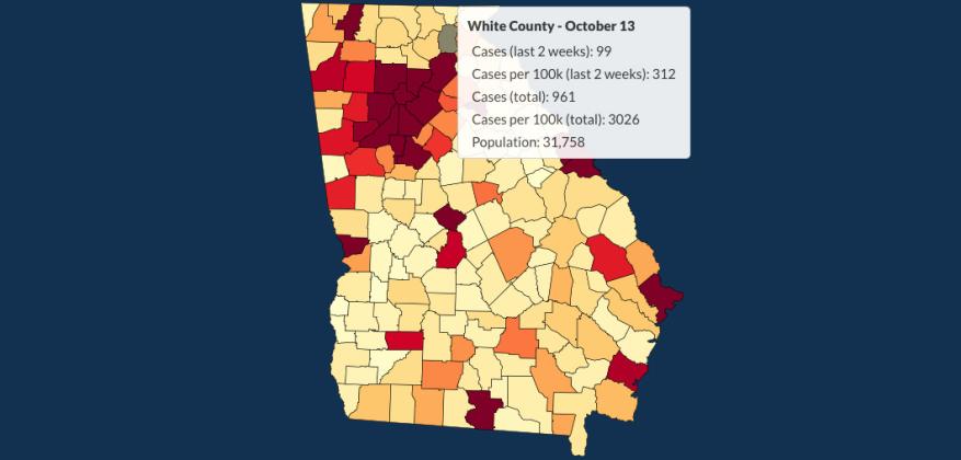 There have been 961 total confirmed COVID-19 cases in White County since the start of the pandemic, according to the update on Tuesday, Oct. 13, on the Georgia Department of Public Health's website.