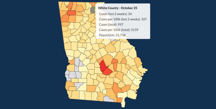 There have been 997 total confirmed COVID-19 cases in White County since the start of the pandemic, according to the update on Sunday, Oct. 25, on the Georgia Department of Public Health's website.