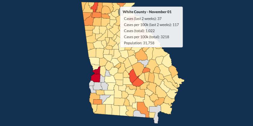 There have been 1,022 total confirmed COVID-19 cases in White County since the start of the pandemic, according to the update on Sunday, Nov. 1, on the Georgia Department of Public Health's website.