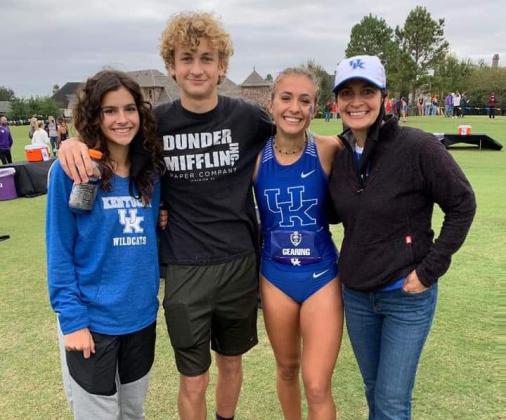 Shown following the SEC meet are, from left, Lily Gearing, Cole Gearing, Jenna Gearing, and Jeannette Gearing. (Photo/Gearing Family)