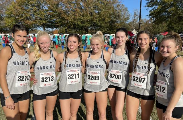 The Lady Warriors' contigent of, from left, Lily Gearing, Reese Vandegriff, Sydeny Nix, Nealeigh Broadwell, Emma Blair, Leah Alexander, and Josie Stover brought home a fourth place finish from the Class AAA state meet last Friday in Carrollton. The fourth-place finish is the program's best performance since 2016, when the Lady Warriors finished third. (Photos/WCHS Athletics)