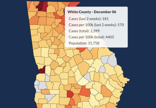 There have been 1399 total confirmed COVID-19 cases in White County since the start of the pandemic, according to the update on Sunday, Dec. 7, on the Georgia Department of Public Health's website.