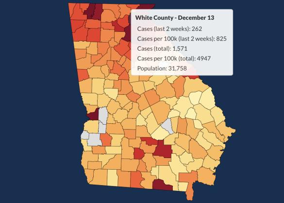 There have been 1,571 total confirmed COVID-19 cases in White County since the start of the pandemic, according to the update on Sunday, Dec. 13, on the Georgia Department of Public Health's website. 