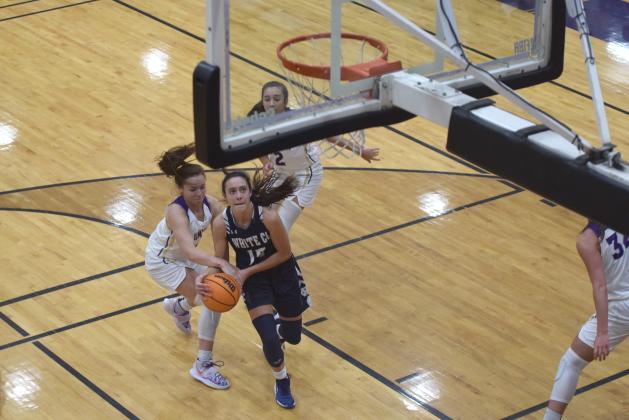 Naomi Roberts drives to the basket during the win over Lumpkin County.