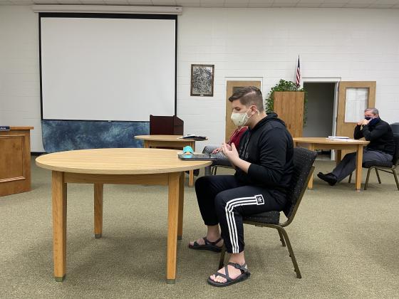 WCHS student Samuel Shobert addresses the school board Jan. 28. (Photo/Stephanie Hill)