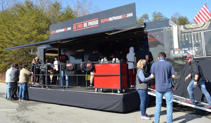 The Be Pro Be Proud trailer was at White County High School Jan. 26 to provide information about technical professions, such as commercial truck driver, automation/robotics, plumbing, healthcare, and welding. (Photo/Stephanie Hill)