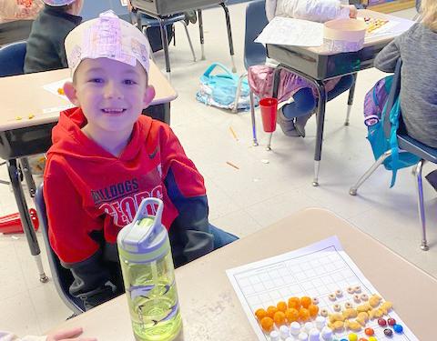 Kindergartener Robby Jones and his 100 day snack.