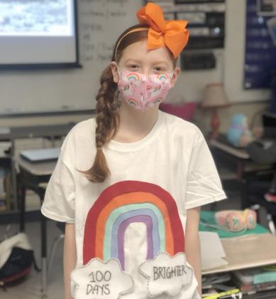 5th grader June Barber and her 100th day of school shirt.