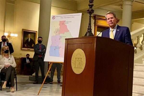 Gov. Brian Kemp announced four mass COVID-19 vaccination sites are set to open in Georgia on Feb. 18, 2021. (Photo/Beau Evans)