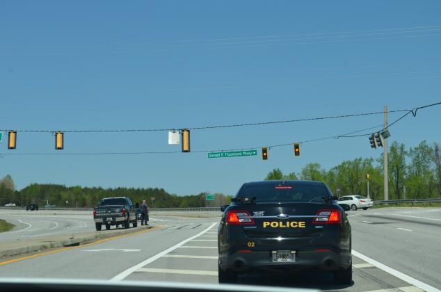 Officers set up at the intersection of U.S. 129 and Donald Thurmond Parkway to monitor for distracted drivers.