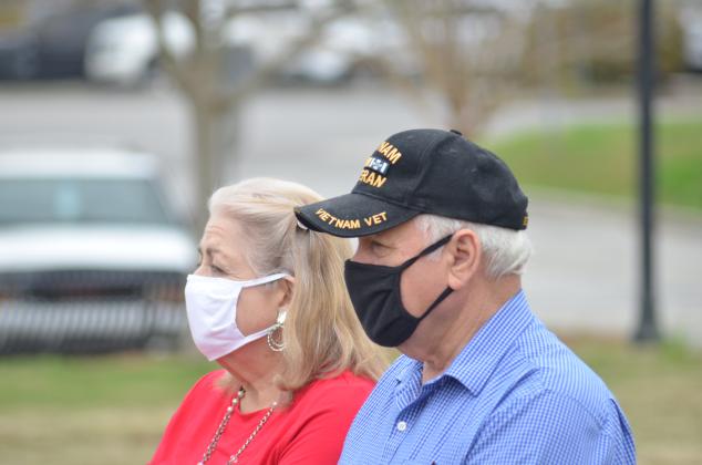 John Kennedy, a Vietnam War veteran, and Martha Kennedy listen on during the ceremony. (Photo/Wayne Hardy)