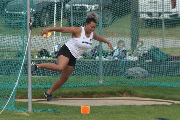 Senior Dasha Cannon captured the AAA individual title for discus at state competition held in Albany. (Photo/Mark Turner)